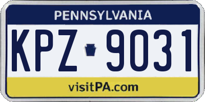 PA license plate KPZ9031