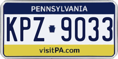PA license plate KPZ9033