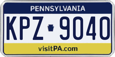PA license plate KPZ9040