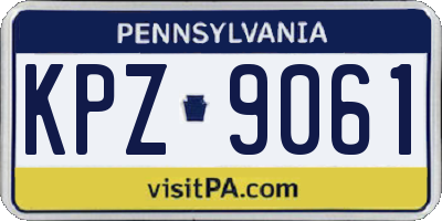 PA license plate KPZ9061