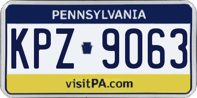 PA license plate KPZ9063