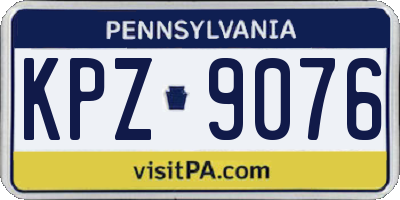 PA license plate KPZ9076