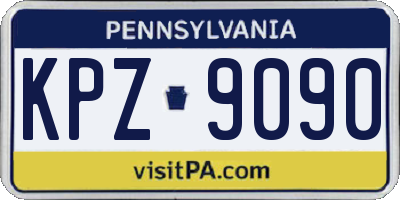PA license plate KPZ9090