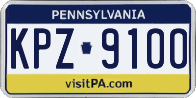 PA license plate KPZ9100