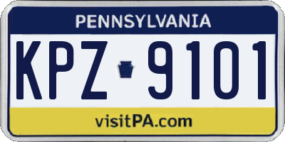 PA license plate KPZ9101