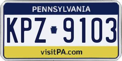 PA license plate KPZ9103