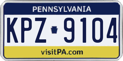 PA license plate KPZ9104