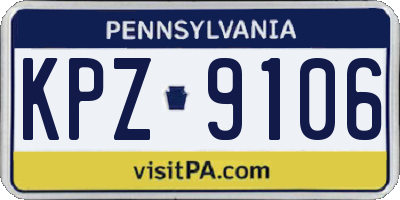 PA license plate KPZ9106