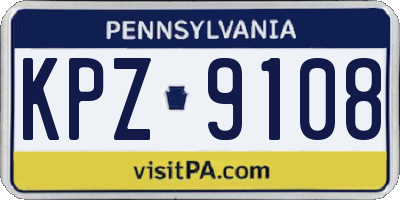 PA license plate KPZ9108