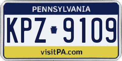 PA license plate KPZ9109