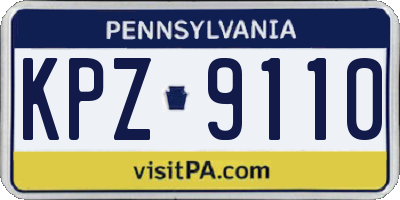 PA license plate KPZ9110