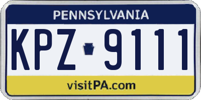 PA license plate KPZ9111