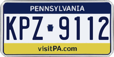 PA license plate KPZ9112