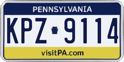 PA license plate KPZ9114