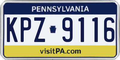 PA license plate KPZ9116