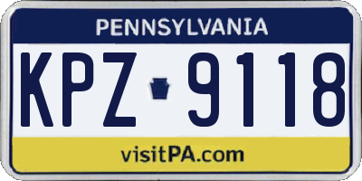 PA license plate KPZ9118