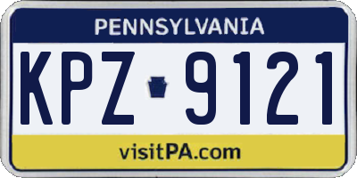 PA license plate KPZ9121