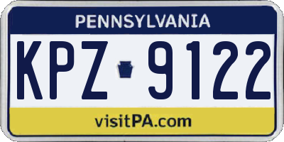 PA license plate KPZ9122