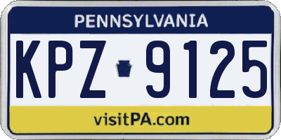 PA license plate KPZ9125