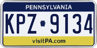 PA license plate KPZ9134