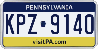 PA license plate KPZ9140