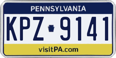 PA license plate KPZ9141