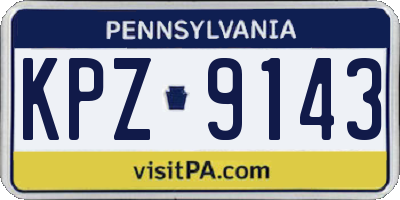 PA license plate KPZ9143