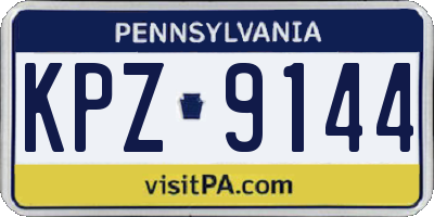 PA license plate KPZ9144