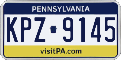 PA license plate KPZ9145