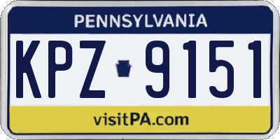 PA license plate KPZ9151