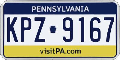 PA license plate KPZ9167