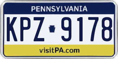 PA license plate KPZ9178
