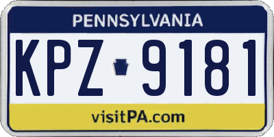 PA license plate KPZ9181