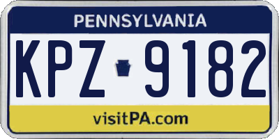 PA license plate KPZ9182