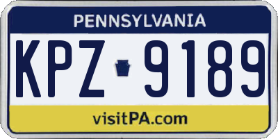 PA license plate KPZ9189
