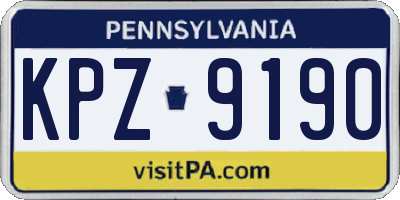 PA license plate KPZ9190
