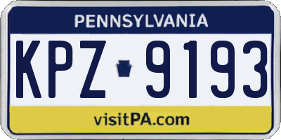 PA license plate KPZ9193