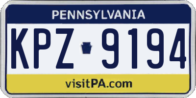 PA license plate KPZ9194