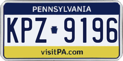 PA license plate KPZ9196