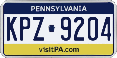 PA license plate KPZ9204
