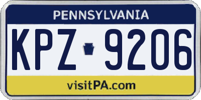 PA license plate KPZ9206