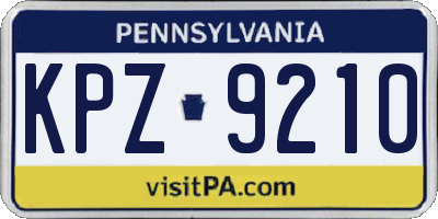 PA license plate KPZ9210