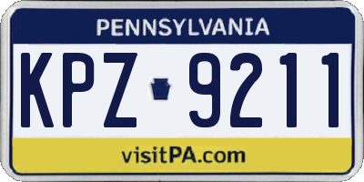PA license plate KPZ9211