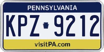 PA license plate KPZ9212