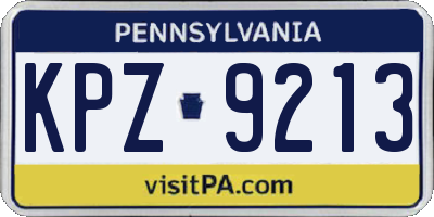 PA license plate KPZ9213