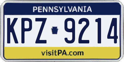 PA license plate KPZ9214