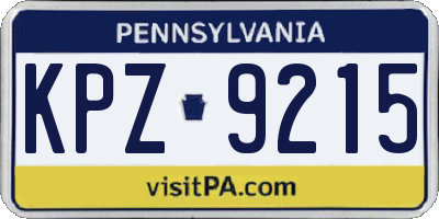 PA license plate KPZ9215