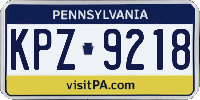 PA license plate KPZ9218