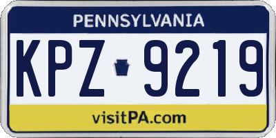 PA license plate KPZ9219