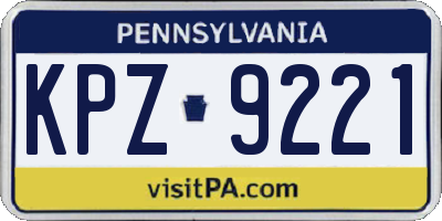 PA license plate KPZ9221
